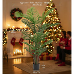 2PCS Set 5.2ft Artificial Palm Trees Natural Christmas Faux Tropical Potted Plants Perfect For Indoor Outdoor Home Office Garden Decor