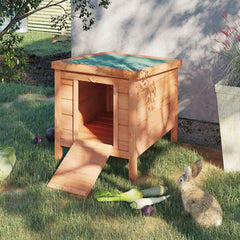 Small Wooden Rabbit Hutch Bunny Cage Guinea Pig Cage Duck House Dog House With Openable & Waterproof Roof, For Rabbits, Chickens, Ducks, Natural