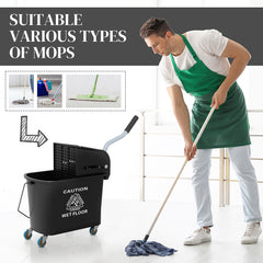 Compact Mop Bucket With Wringer, Mop Bucket On Wheels, 21 Quart, Separate Dirty And Clean Water, Black,TikTok Prohibits Sales