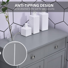 Freestanding Bathroom Floor Cabinet, Wooden Bathroom Cabinet with 2 Doors, 2 Drawers and Adjustable Shelf, Gray