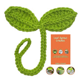 Cute Knitted Crochet Leaf Sprout,Lucky Handmade Multi-Functional Crochet Accessories, Ideal Bookmark For Bookworms, Funny Unique Headphone Cable Tie Gifts Accessory And Cable Tie