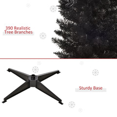 6' Artificial Pencil Christmas Tree, Slim Xmas Tree with 390 Realistic Branch Tips and Plastic Stand, Black