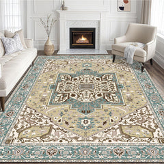 Retro Persian Style Art Carpet Light Luxury Living Room Aesthetic Anchor Point With Complex Patterns Freeze Space Advanced Feeling 5x7ft Cashmere-like Washed Bottom