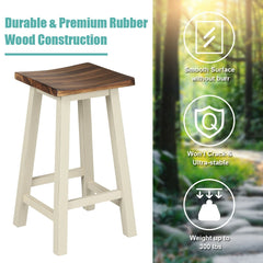 Counter Height Pub Table With 2 Saddle Bar Stools