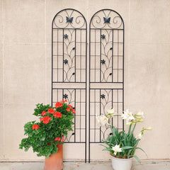 2 Pack Metal Garden Trellis 86.7" X 19.7" Rustproof Trellis For Climbing Plants Outdoor Flower Support Black
