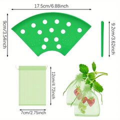 8Set Home Strawberry Planting Kit With 2 Sturdy Legs Inchlde 16 Strawberry Plant Supports 40 Insect-proof Mesh Bag Reusable Strawberry Growing Racks Frame Protecting Strawberry Plants