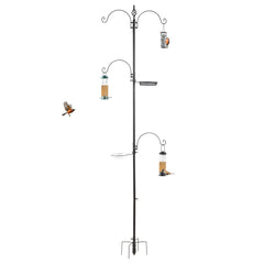93inch Iron With Four Hooks, With Bird Feeder Black Courtyard Bird Feeder