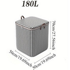 3pcs Mixed Set,100L 140L 180L,Stylish Foldable Zippered Storage Bags, Travel Organizer,Large Capacity, Portable, Moisture-Proof Non-Woven Fabric Solution, Houndstooth Print