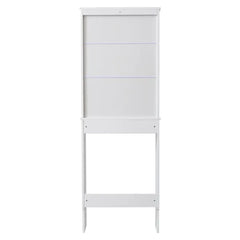 Fralimk 23.6*8.7*67inch Over-The-Toilet Storage, Bathroom Organizers And Storage Over Toilet Cabinet, Behind Toilet Bathroom Organizer With Two Louvered Doors, White