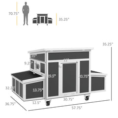 Wooden Chicken Coop with Nesting Box for 6 Chickens, Dark Gray