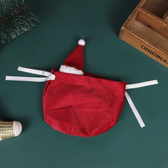 5 Packs Christmas Treat Bags With Drawstring 3D Xmas Santa Hat Gift Wrapping Bags Velvet Candies Goodie Bag For Christmas Birthday Wedding Party Favor Supplies