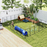 Dog Playpen for Indoor Outdoor, 24 Panels 39" H Puppy Playpen with Lockable Door, DIY Shape Pet Exercise Fence, Gray