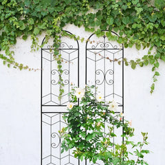 2 Pack Metal Garden Trellis 86.7" X 19.7" Rustproof Trellis For Climbing Plants Outdoor Flower Support Black