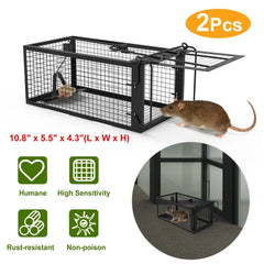 2 Pack Rat Trap Cage Humane Live Rodent Trap Cage Galvanized Iron Mice Mouse Control Bait Catch With Detachable U Shaped Rod