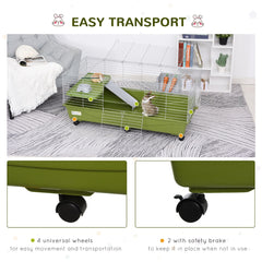 47" Small Animal Cage Chinchilla Guinea Pig Hutch Pet House with Platform Ramp, Food Dish, Wheels, & Water Bottle