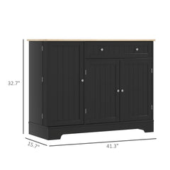 Modern Sideboard Cabinet, 41" Kitchen Buffet Cabinet with Drawer, Adjustable Shelf, 3 Doors for Dining Room, Black