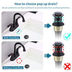 Pop-Up Drain Stainless Steel With Overflow Anti-Clogging For Vessel Sink Lavatory Vanity Sink Drain With Strainer Basket, Oil Rubbed Bronze