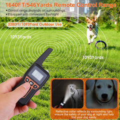 Train Collar OR Receiver Only Options - 3280FT Dog Training Collar IP67 Waterproof Pet Beep Vibration Electric Shock Collar 3 Channels Rechargeable Transmitter Receiver Trainer With Flashlight