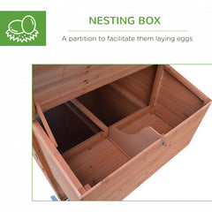 96.5" Chicken Coop Wooden Hen House Poultry Cage Pen Portable with Wheels and Nesting Box, Chicken Cage for Backyard Outdoor, Natural