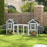 124" Dual Chicken Coop, Large Chicken House, Gray