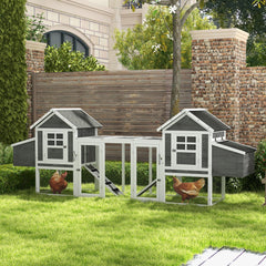 124" Dual Chicken Coop, Large Chicken House, Gray