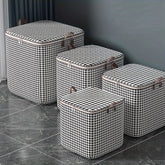 3pcs Mixed Set,100L 140L 180L,Stylish Foldable Zippered Storage Bags, Travel Organizer,Large Capacity, Portable, Moisture-Proof Non-Woven Fabric Solution, Houndstooth Print