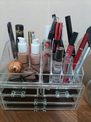 Clear Acrylic Clear Dustproof Makeup Storage, Organizer Drawers Large Skin Care Cosmetic Display Cases For Bathroom Stackable Storage Box With 4 Drawers For Vanity