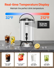 3.2 Gal Insulated Beverage Dispenser For Hot & Cold Drinks 2 Pack Silver