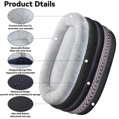 Human Dog Bed, 63''x31.4''x9.5'' Size Fits You And Pets, Washable Faux Fur Dog Bed For People Doze Off, Napping Orthopedic Dog Bed, Present Plump Pillow, Blanket, Strap - Grey