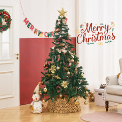 Handcrafted Openwork Woven Hyacinth Wicker Christmas Tree Collar - Rattan Xmas Tree Skirt & Stand Base Cover (Natural, 24 In)