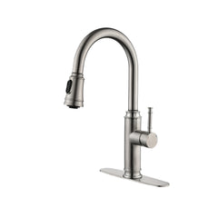 Single Handle High Pull Out Kitchen Faucet, Single-stage Stainless Steel Kitchen Sink Faucet, With Pull Down Spray