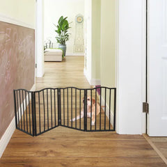 Pet Gate - Dog Gate For Doorways, Stairs Or House - Freestanding, Folding, Brown, Arc Wooden--Self-pick Up Is Not Supported.