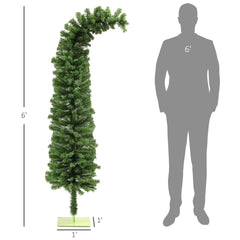 6ft Whimsical Pencil Christmas Tree, Bendable Artificial Christmas Tree with 400 Branch Tips and Metal Base, Green
