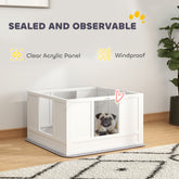 Whelping Box for Dogs with Whelping Pad, Adjustable Entrance, Non-slip Foot Pads, for Small Dogs, White