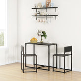 3-Piece Dining Room Set, Industrial Kitchen Table Set with Rectangular Table and 2 Dining Chairs, Black