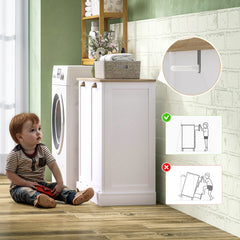 Dual Tilt out Laundry Hamper Cabinet with 2 Removable Basket, Modern Bathroom Storage Cabinet with Shaker Doors and Handles, White