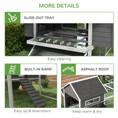 Wooden Chicken Coop For 8-10 Chickens, Backyard, Gray