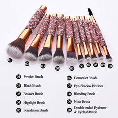 10 In 1 Diamond Inlaid Handmade Custom Makeup Brush