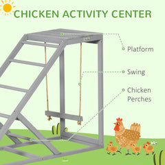 Chicken Activity Play for Healthy & Happy Animals, Swing Set with Chicken Perches & Hen Ladder, Chicken Coop Toy, Gray