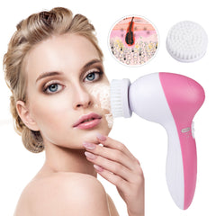 1Pc Facial Cleansing Brush Waterproof Face Spin Cleaning Brush With 5 Brush Heads Deep Cleansing Body Facial Brush Set For Gentle Exfoliating Removing Blackhead And Massaging