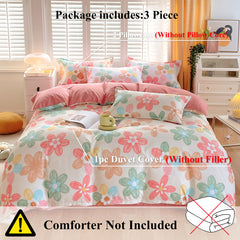 3 Piece Spring Floral Duvet Cover Set For Women Adults Home Bedroom Flowers Bedding Set With 2 Pillowcases Twin Full Queen King Size