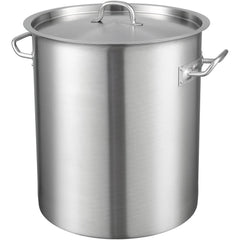 Stainless Steel Stockpot, 42 Quart Large Cooking Pots, Multipurpose Cookware Sauce Pot With Lid & Handle, Heavy Duty Commercial Grade Stock Pot, Sanding Treatment, For Large Groups Events Silver