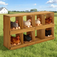 Nesting Boxes For Chickens, Wooden Chicken Nesting Box, Laying Eggs Nest Box For Chickens Hens Ducks, Yellow, 8 Compartments