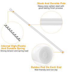 1Pc Tension Curtain Rod Spring Load Adjustable Curtain Pole Heavy-Duty Steel 4 Sizes For Bathroom Wardrobe Kitchen Balcony