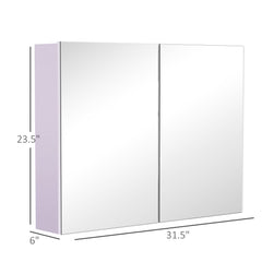 Double Door Wall Mounted Bathroom Mirror, 31.5" x 23.5" Medicine Cabinet with Modern Design, Large Storage, & Quiet Hinges