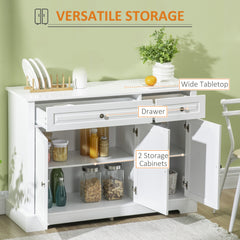 Sideboard Buffet Cabinet, Modern Accent Cabinet with 2 Drawers and Adjustable Shelves, Entryway Cabinet, White