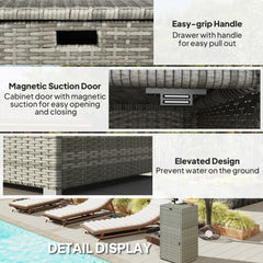 Outdoor Towel Rack For Pool W Drawer & Cabinet, Gray