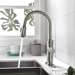 Single Handle High Pull Out Kitchen Faucet, Single-stage Stainless Steel Kitchen Sink Faucet, With Pull Down Spray