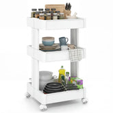 3 -Tier DIY Rolling Storage Cart,15.5 X 14.5 X 30 With Detachable Ventilated Trays For Kitchen & Bathroom