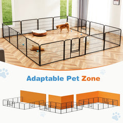 Dog Playpen Indoor Fence Height Metal Exercise Pen With Door Small Puppy Medium Large Dogs Animal Pet For Outdoor, Garden, Yard